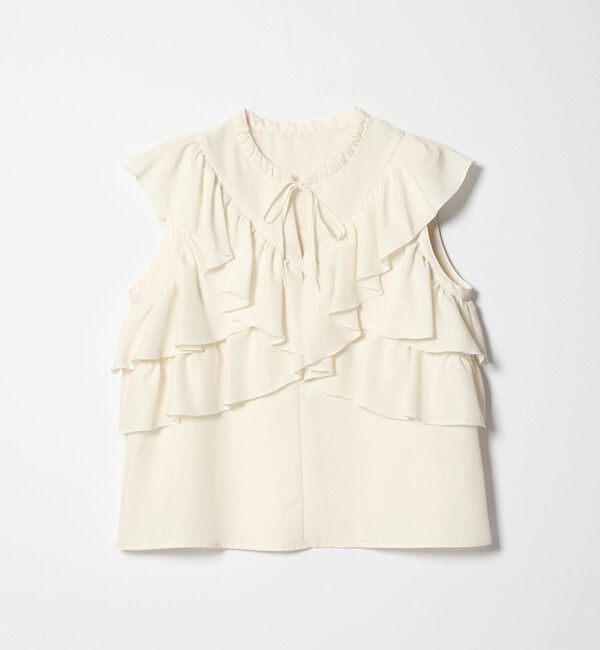 EMMEL REFINES「＜EMMEL REFINES＞EM フィブリルサテン フリル ブラウス」|シャツ・ブラウス|WHITE