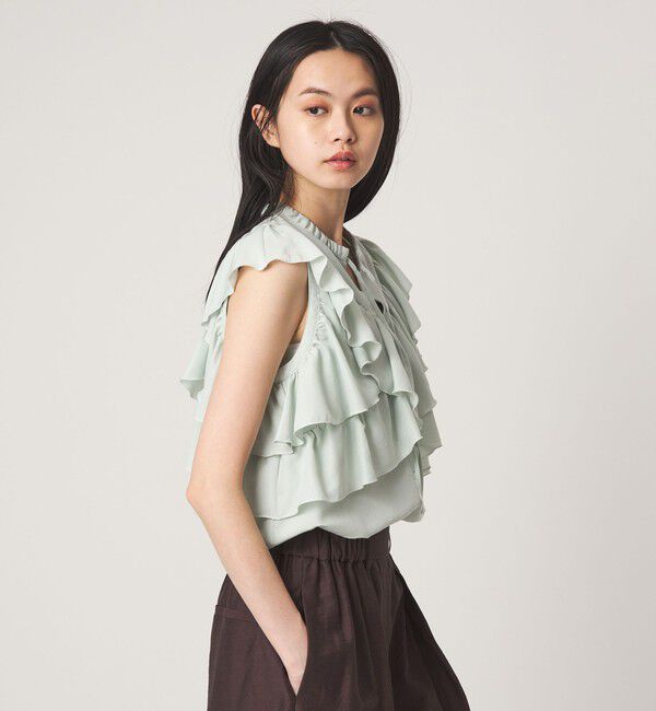 EMMEL REFINES「＜EMMEL REFINES＞EM フィブリルサテン フリル ブラウス」|シャツ・ブラウス|