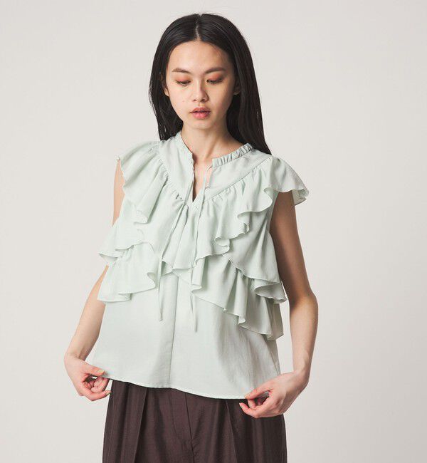 EMMEL REFINES「＜EMMEL REFINES＞EM フィブリルサテン フリル ブラウス」|シャツ・ブラウス|