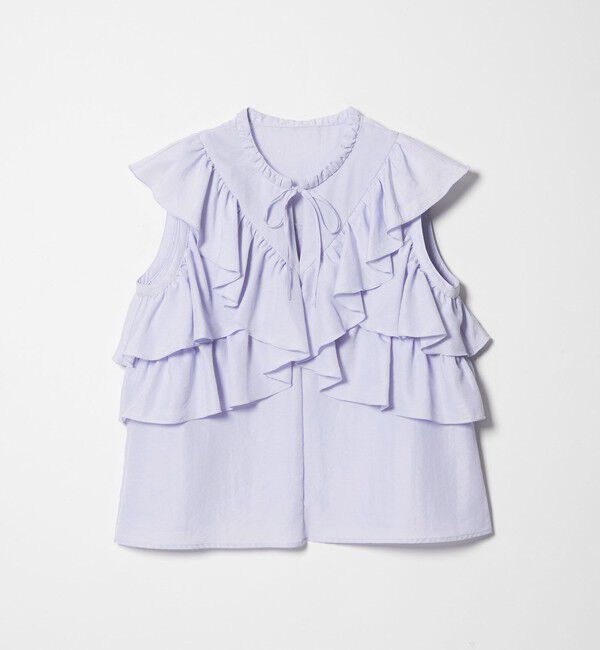 EMMEL REFINES「＜EMMEL REFINES＞EM フィブリルサテン フリル ブラウス」|シャツ・ブラウス|LT.BLUE