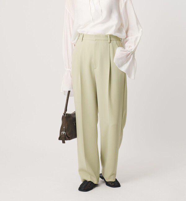 BEAUTY&YOUTH UNITED ARROWS「タックワイドストレートパンツ ウォッシャブル」|スラックス|LIME
