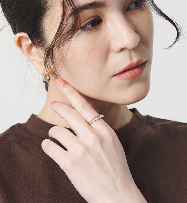 BEAUTY&YOUTH UNITED ARROWS「パールモチーフ&times;ビジュー 2連リング」|リング|