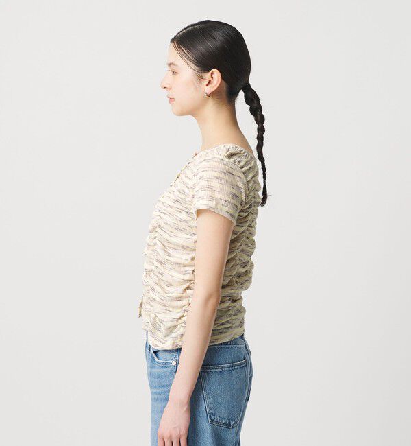 BEAUTY&YOUTH UNITED ARROWS「【WEB限定】カスリボーダー シャーリングトップス 2WAY」|Tシャツ・カットソー|