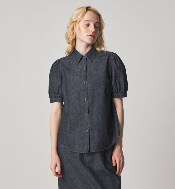 STEVEN ALAN「＜Steven Alan＞ライトオンスデニム パフスリーブ シャツ」|シャツ・ブラウス|NAVY