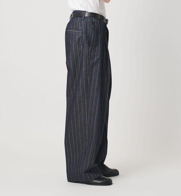 MONKEY TIME「ライトオンス ストライプ デニム 2P ワイド パンツ」|チノ|