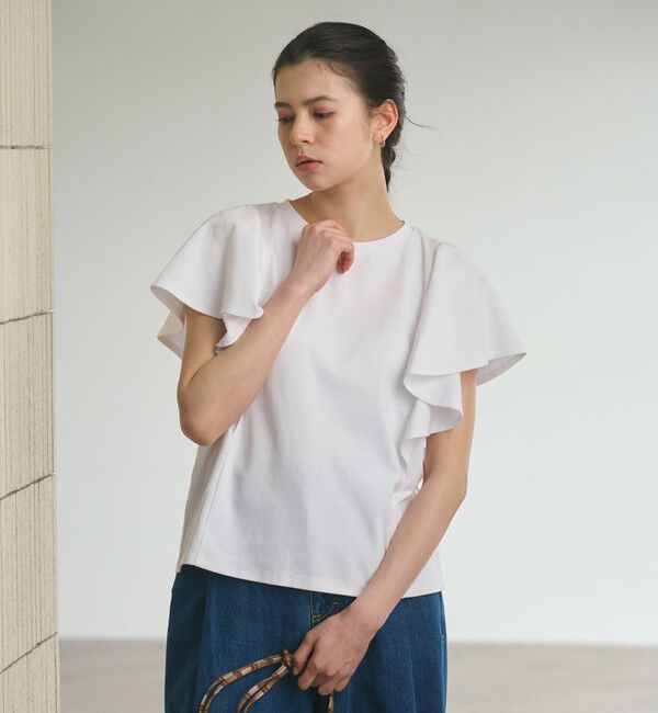 BEAUTY&YOUTH UNITED ARROWS「【WEB限定】ラッフル フリルスリーブプルオーバー 遮熱 吸水速乾」|Tシャツ・カットソー|