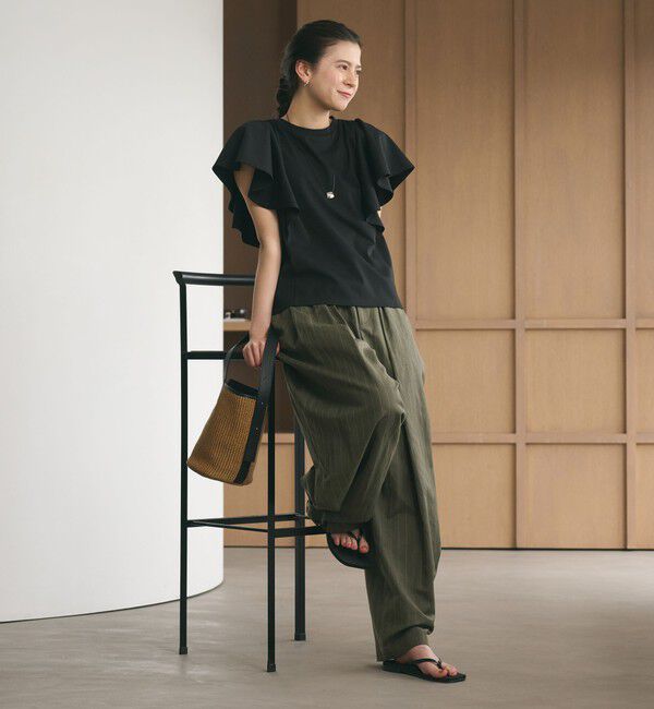 BEAUTY&YOUTH UNITED ARROWS「【WEB限定】ラッフル フリルスリーブプルオーバー 遮熱 吸水速乾」|Tシャツ・カットソー|