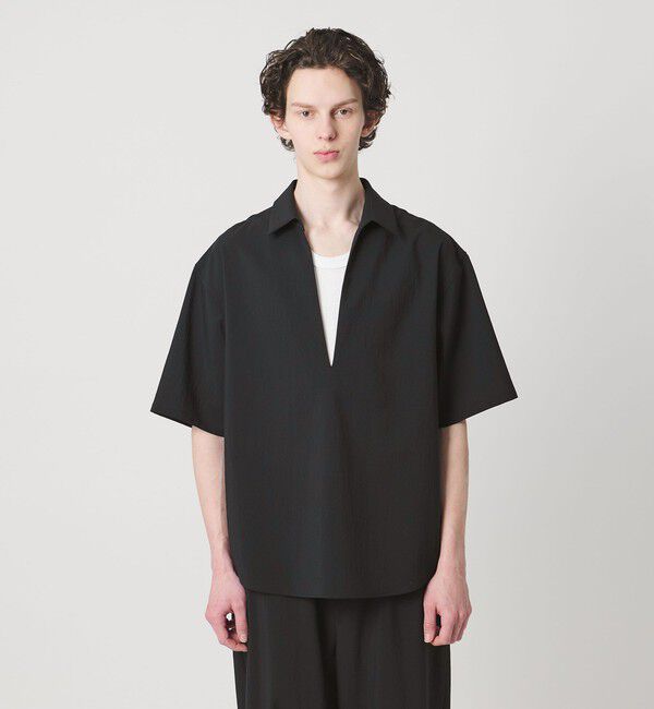 MONKEY TIME「RENU TROシリーズ ディープ Vネック シャツ -セットアップ対応-」|シャツ・ブラウス|BLACK