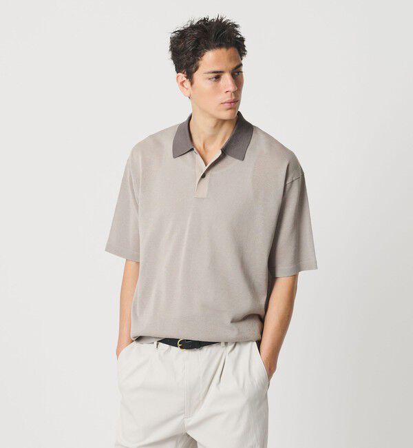 BEAUTY&YOUTH UNITED ARROWS「クレイジーパターン ギマ ショートスリーブ ポロニット」|ニット・セーター|