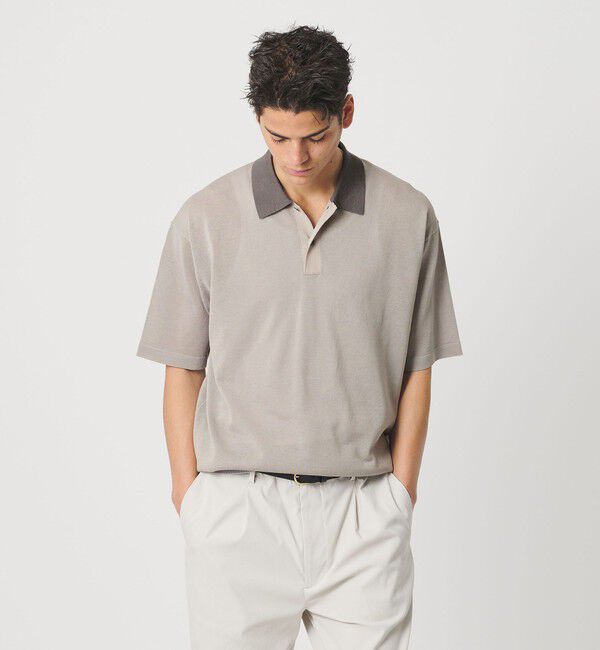 BEAUTY&YOUTH UNITED ARROWS「クレイジーパターン ギマ ショートスリーブ ポロニット」|ニット・セーター|