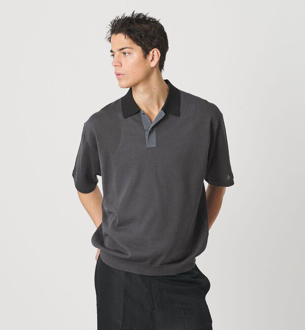 BEAUTY&YOUTH UNITED ARROWS「クレイジーパターン ギマ ショートスリーブ ポロニット」|ニット・セーター|