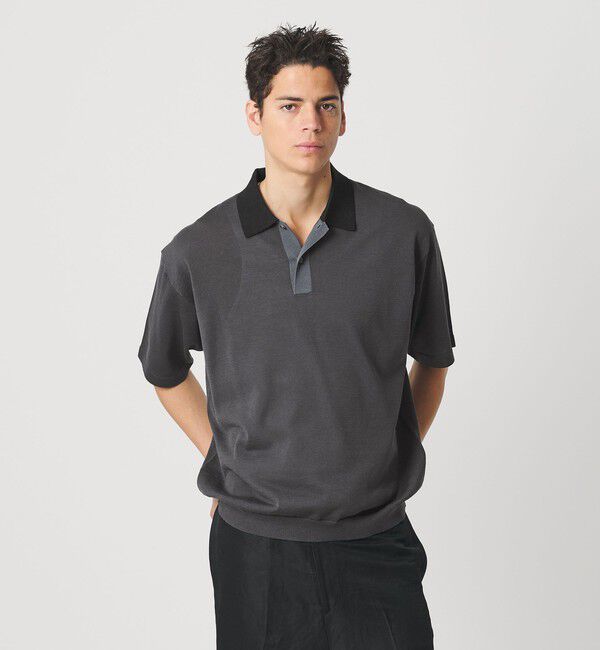 BEAUTY&YOUTH UNITED ARROWS「クレイジーパターン ギマ ショートスリーブ ポロニット」|ニット・セーター|