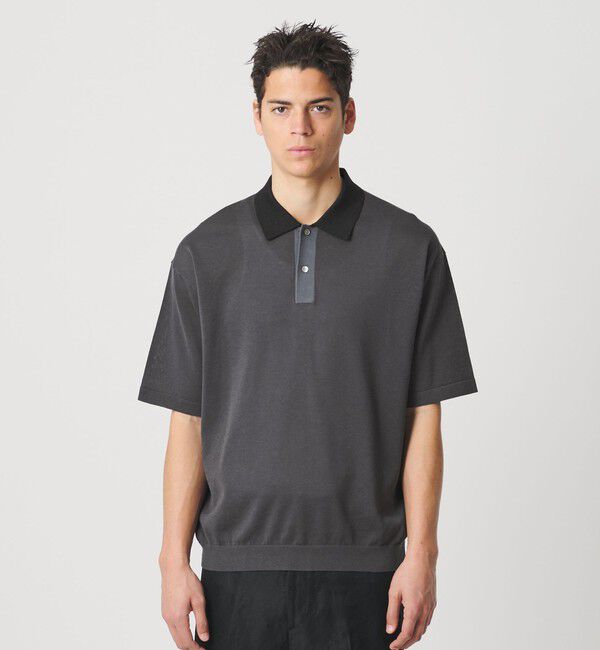 BEAUTY&YOUTH UNITED ARROWS「クレイジーパターン ギマ ショートスリーブ ポロニット」|ニット・セーター|