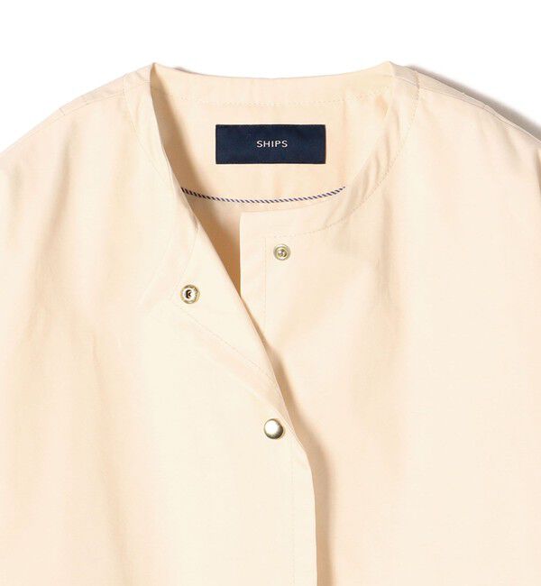 SHIPS for women「〈撥水加工/手洗い可能〉綿 ナイロン ギャバ ノーカラー ミディ コート 24SS ◇」|ノーカラーコート|