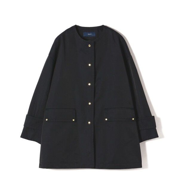 SHIPS for women「〈撥水加工/手洗い可能〉綿 ナイロン ギャバ ノーカラー ミディ コート 24SS ◇」|ノーカラーコート|