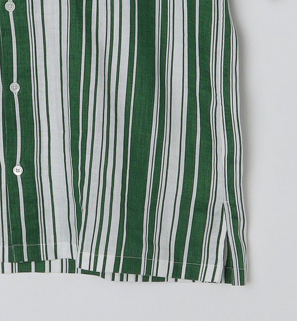 SHIPS「BATEAUX DE SHIPS: リネン ストライプ プリント レギュラーカラー 半袖シャツ」|シャツ・ブラウス|