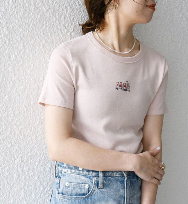 SHIPS any「【SHIPS any別注】PETIT BATEAU:〈洗濯機可能〉PARIS プリント コンパクト TEE」|Tシャツ・カットソー|ピンク