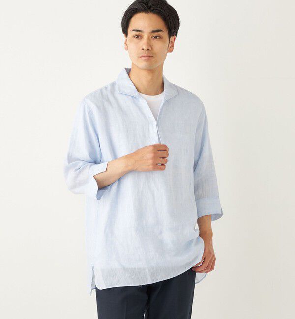SHIPS Colors 「SHIPS Colors:〈洗濯機可能〉リネン カプリ プルオーバー シャツ」|シャツ・ブラウス|