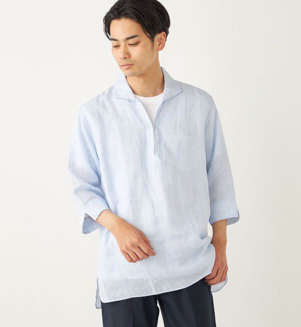 SHIPS Colors 「SHIPS Colors:〈洗濯機可能〉リネン カプリ プルオーバー シャツ」|シャツ・ブラウス|