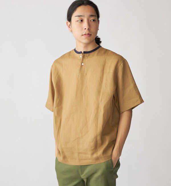SHIPS「SHIPS: Herdmans リネン 2WAY プルオーバー Tシャツ」|Tシャツ・カットソー|カーキ