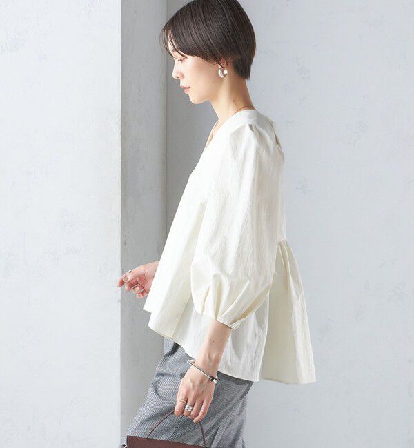 SHIPS for women「〈手洗い可能〉綿 ナイロン バック リボン ブラウス」|シャツ・ブラウス|