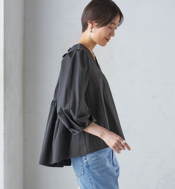 SHIPS for women「〈手洗い可能〉綿 ナイロン バック リボン ブラウス」|シャツ・ブラウス|