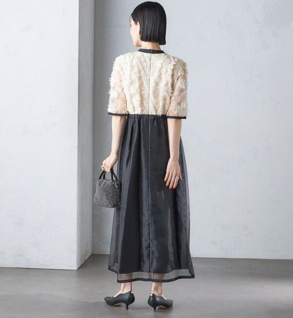 SHIPS for women「kaene:エンブロイダリー ミックス ワンピース〈セレモニー対応可〉」|ワンピース|