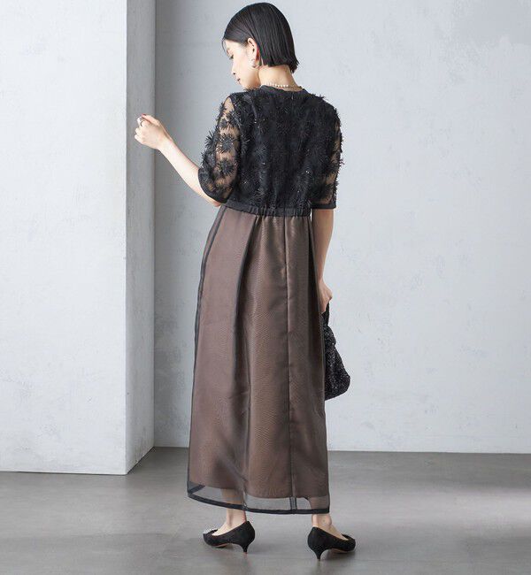 SHIPS for women「kaene:エンブロイダリー ミックス ワンピース〈セレモニー対応可〉」|ワンピース|