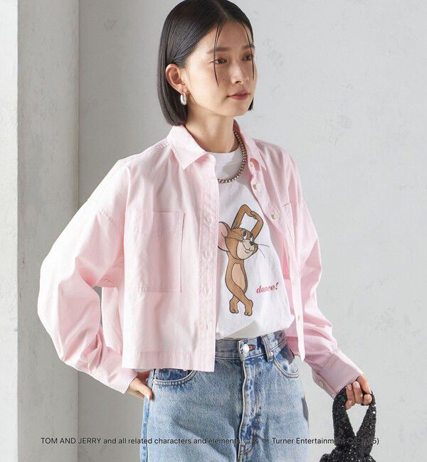 SHIPS for women「〈洗濯機可能〉ピン オックス 刺繍 クロップド シャツ」|シャツ・ブラウス|