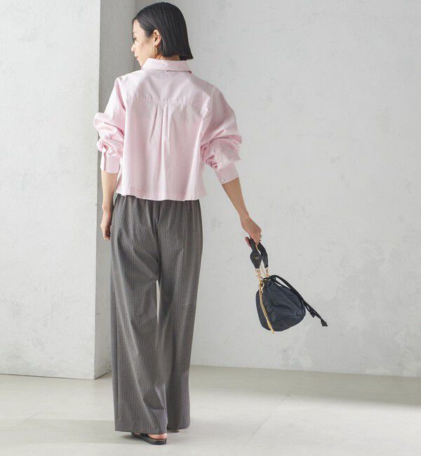 SHIPS for women「〈洗濯機可能〉ピン オックス 刺繍 クロップド シャツ」|シャツ・ブラウス|