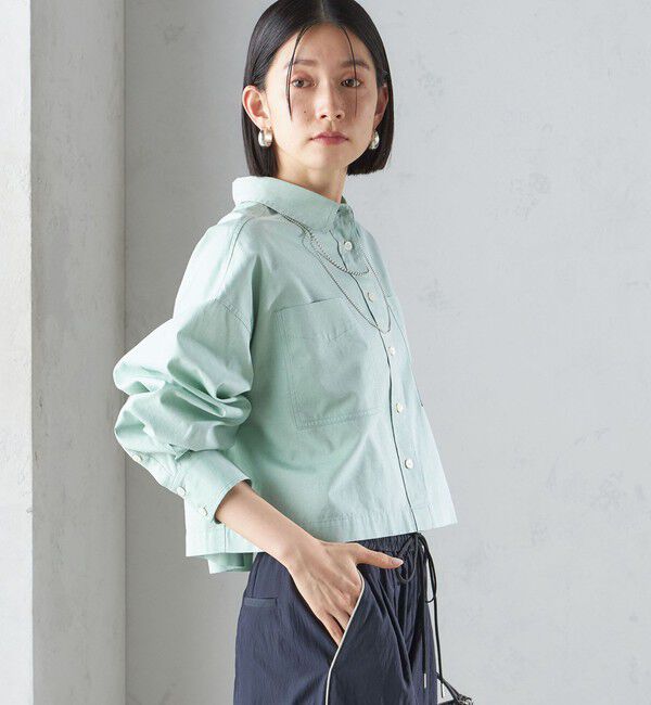 SHIPS for women「〈洗濯機可能〉ピン オックス 刺繍 クロップド シャツ」|シャツ・ブラウス|