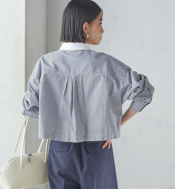 SHIPS for women「〈洗濯機可能〉ピン オックス 刺繍 クロップド シャツ」|シャツ・ブラウス|