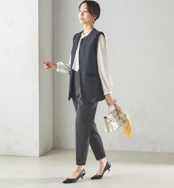 SHIPS for women「スラブ ツイード ロング ジレ（セレモニー対応可）」|ベスト・ジレ|