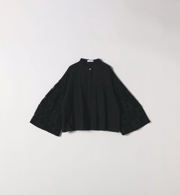 SHIPS any「SHIPS any:〈手洗い可能〉パッチワーク レース スリーブ バンドカラー シャツ」|シャツ・ブラウス|