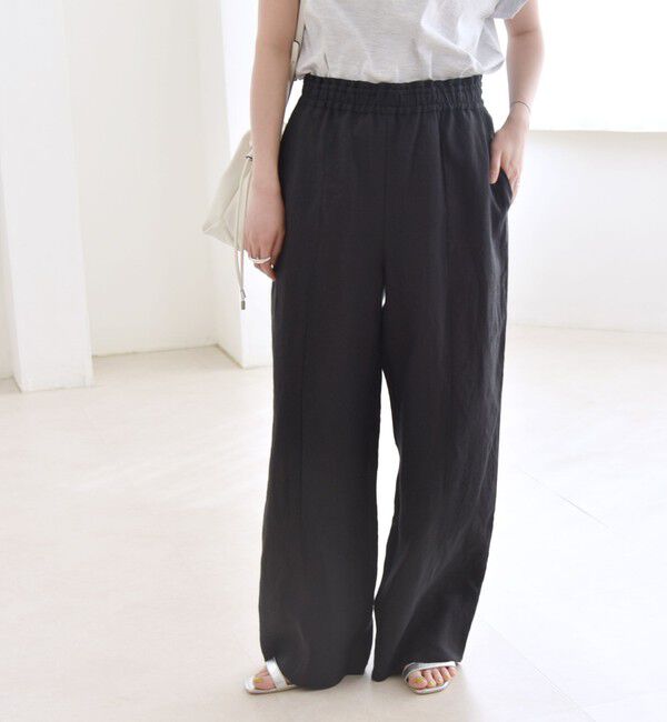 quaranciel「quaranciel:〈洗濯機可能〉ラミー ピンタック ワイド イージー パンツ」|その他|