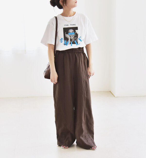 quaranciel「quaranciel:〈洗濯機可能〉ラミー ピンタック ワイド イージー パンツ」|その他|