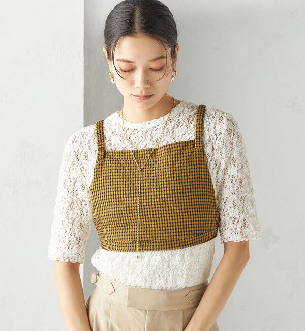 SHIPS for women「〈手洗い可能〉ラッセル レース クルーネック 5分袖 カットソー」|Tシャツ・カットソー|