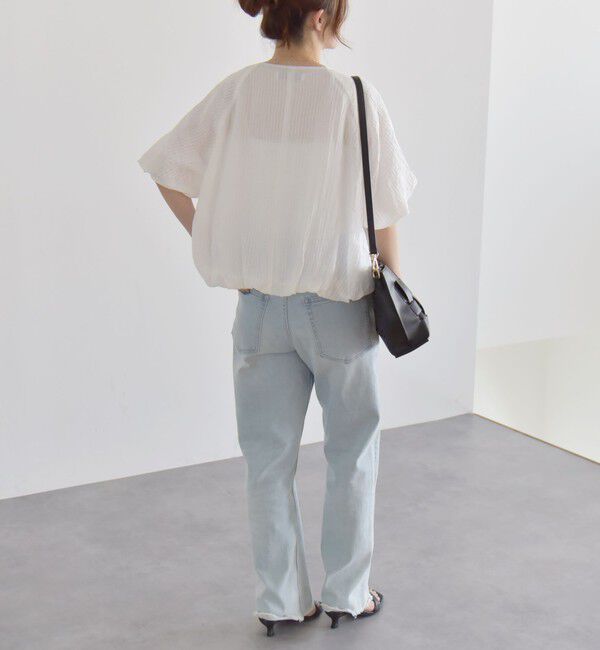 quaranciel「quaranciel:〈洗濯機可能〉シアー ストライプ ギャザーフレア スカート & ブラウス セット」|ワンピース|