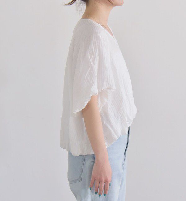 quaranciel「quaranciel:〈洗濯機可能〉シアー ストライプ ギャザーフレア スカート & ブラウス セット」|ワンピース|