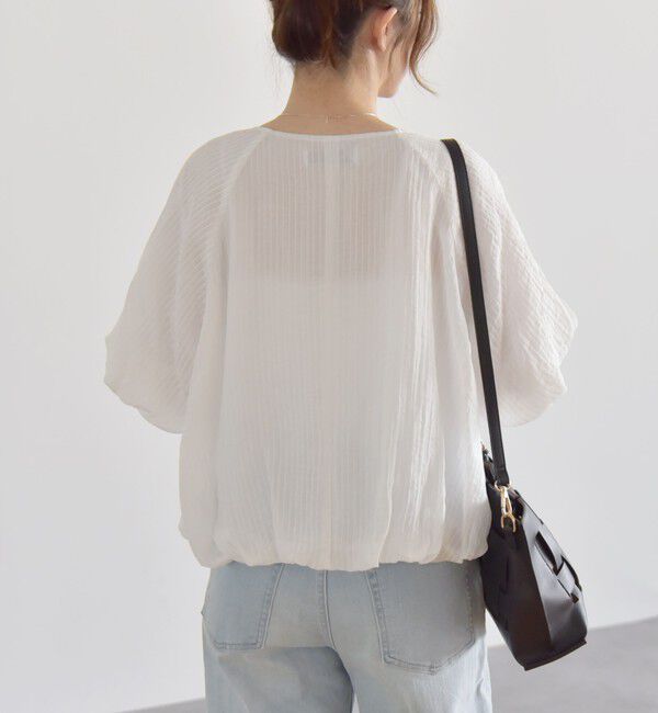 quaranciel「quaranciel:〈洗濯機可能〉シアー ストライプ ギャザーフレア スカート & ブラウス セット」|ワンピース|