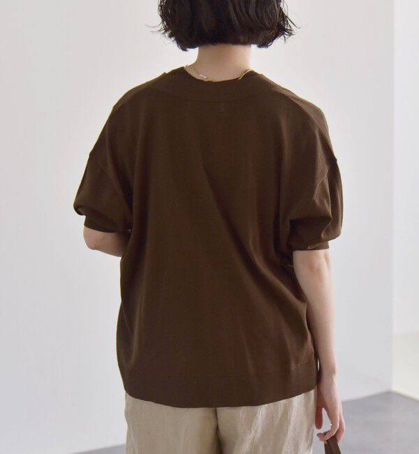 quaranciel「quaranciel:〈接触冷感/手洗い可能〉ワイド Vネック ハーフスリーブ シアー カーディガン」|カーディガン|