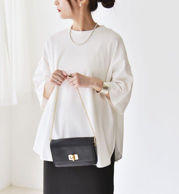 quaranciel「quaranciel:〈接触冷感/汗染み防止加工/洗濯機可能〉ラウンドヘム クルー ビッグ TEE」|Tシャツ・カットソー|