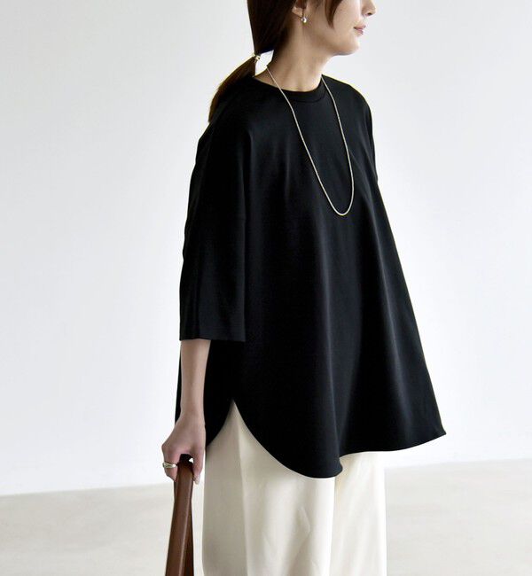 quaranciel「quaranciel:〈接触冷感/汗染み防止加工/洗濯機可能〉ラウンドヘム クルー ビッグ TEE」|Tシャツ・カットソー|