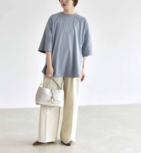 quaranciel「quaranciel:〈接触冷感/汗染み防止加工/洗濯機可能〉ラウンドヘム クルー ビッグ TEE」|Tシャツ・カットソー|