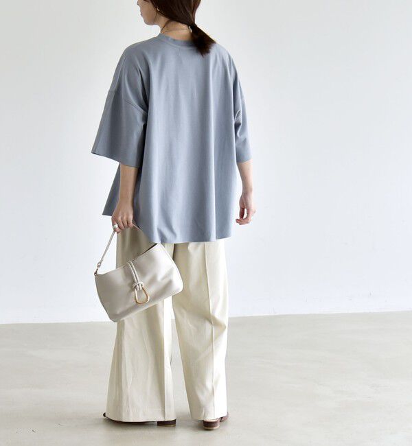 quaranciel「quaranciel:〈接触冷感/汗染み防止加工/洗濯機可能〉ラウンドヘム クルー ビッグ TEE」|Tシャツ・カットソー|