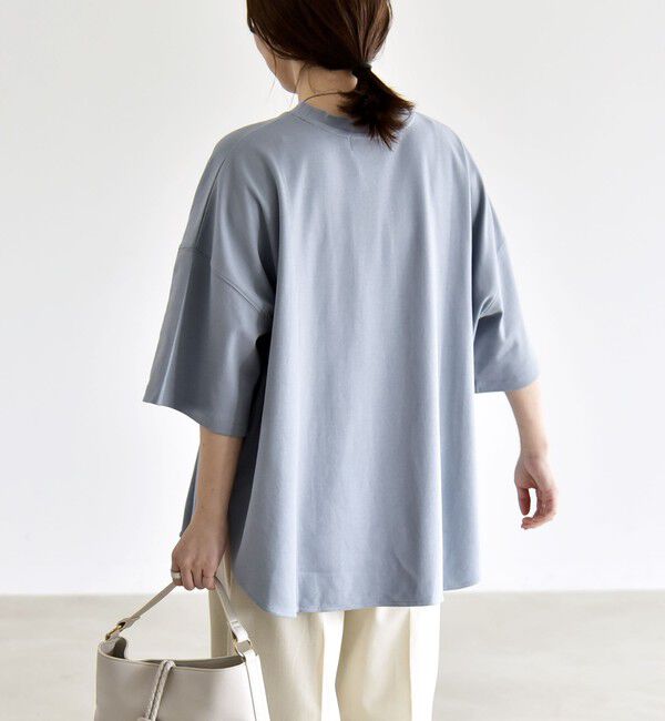 quaranciel「quaranciel:〈接触冷感/汗染み防止加工/洗濯機可能〉ラウンドヘム クルー ビッグ TEE」|Tシャツ・カットソー|