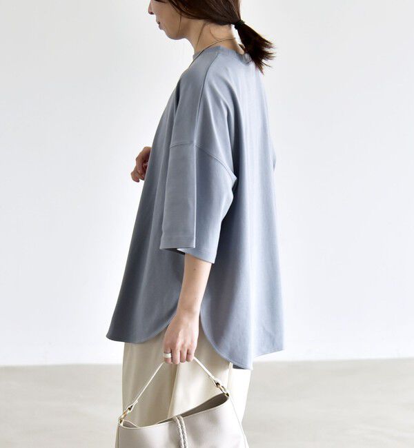 quaranciel「quaranciel:〈接触冷感/汗染み防止加工/洗濯機可能〉ラウンドヘム クルー ビッグ TEE」|Tシャツ・カットソー|