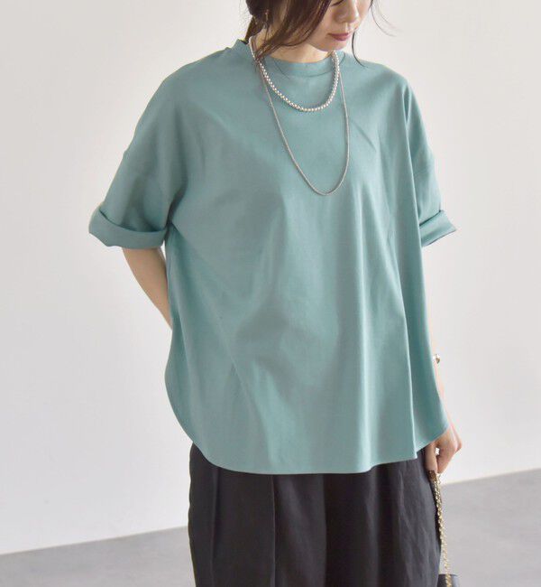 quaranciel「quaranciel:〈接触冷感/汗染み防止加工/洗濯機可能〉ラウンドヘム クルー ビッグ TEE」|Tシャツ・カットソー|