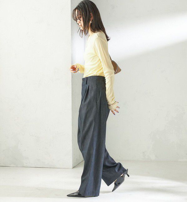 SHIPS for women「【SHIPS別注】miller: シアー ヘンリー ネック ロング スリーブ TEE」|Tシャツ・カットソー|