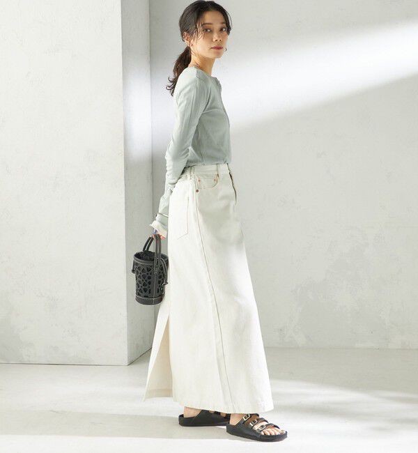 SHIPS for women「【SHIPS別注】miller: シアー ヘンリー ネック ロング スリーブ TEE」|Tシャツ・カットソー|